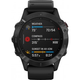 Garmin Fenix 6 Pro Stainless Steel 47mm Αδιάβροχο Smartwatch με Παλμογράφο (Black with Black Band)