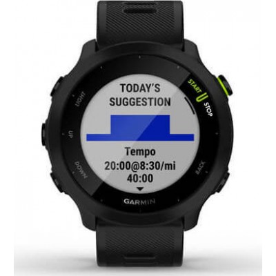 Garmin Forerunner 55 42mm Αδιάβροχο Smartwatch με Παλμογράφο (Black)