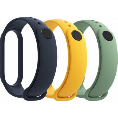 Xiaomi 3x Λουράκια Σιλικόνης Blue / Yellow / Mint Green (Mi Band 5/6)