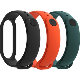 Xiaomi 3x Λουράκια Σιλικόνης Black / Orange / Dark Green (Mi Band 5/6)