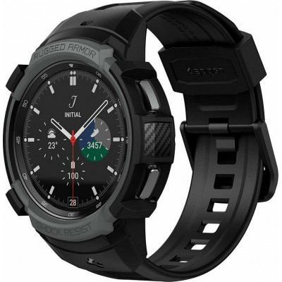 Spigen Rugged Armor Pro Θήκη Σιλικόνης σε Μαύρο χρώμα για το Galaxy Watch 4 Classic 46mm