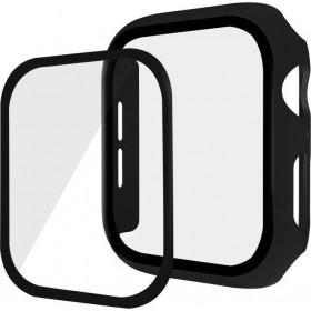 360 Θήκη Σιλικόνης Θήκη Σιλικόνης με Τζαμάκι σε Μαύρο χρώμα για το Apple Watch 40mm