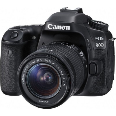 Canon DSLR Φωτογραφική Μηχανή EOS 80D Crop Frame Kit (EF-S 18-55mm F3.5-5.6 IS STM) Black