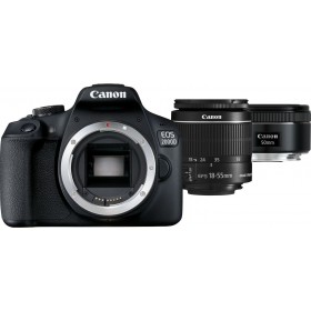 Canon DSLR Φωτογραφική Μηχανή EOS 2000D Crop Frame Kit (EF-S 18-55mm F3.5-5.6 IS ΙΙ + EF 50mm f/1.8 STM) Black Canon DSLR Φωτογραφική Μηχανή EOS 2000D Crop Frame Kit (EF-S 18-55mm F3.5-5.6 IS ΙΙ + EF 50mm f/1.8 STM) Black