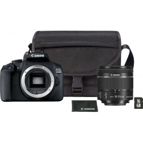 Canon DSLR Φωτογραφική Μηχανή EOS 2000D Crop Frame Kit (EF-S 18-55mm F3.5-5.6 IS ΙΙ + Shoulder Bag + SD Card) Black Canon DSLR Φωτογραφική Μηχανή EOS 2000D Crop Frame Kit (EF-S 18-55mm F3.5-5.6 IS ΙΙ + Shoulder Bag + SD Card) Black