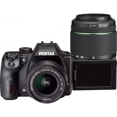 Pentax DSLR Φωτογραφική Μηχανή K-70 Crop Frame Kit (HD DA 18-50mm F4-5.6 DC WR RE + DA 50-200mm F4-5.6 ED WR) Black