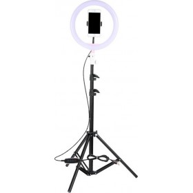 Ring Light Ring Lamp Light LED USB Tripod 2.1m 26cm 2500-4500K με Τρίποδο Δαπέδου και Βάση για Κινητό