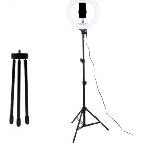 Ring Light 26cm 2500-4500K με 2 Τρίποδα (Επιτραπέζιο &amp Δαπέδου) και Βάση για ΚινητόΚωδικός: U230251-2ΧTR 