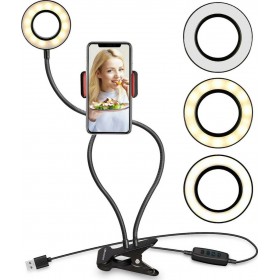 Ring Light 8cm 2500-4500K με Επιτραπέζια Βάση Στήριξης και Βάση για ΚινητόΚωδικός: AT426 
