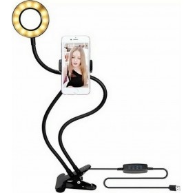 Ring Light 9cm με Επιτραπέζια Βάση Στήριξης και Βάση για ΚινητόΚωδικός: 881940 