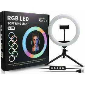 RGB Ring Light BD-260 RGB Led 26cm 2500-4500K με Επιτραπέζιο Τρίποδο και Βάση για Κινητό