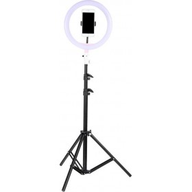 Ring Light Ring Lamp Light LED USB Tripod 2.4m 26cm 2500-4500K με Τρίποδο Δαπέδου και Βάση για Κινητό