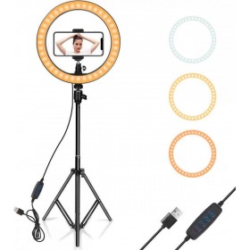 Ring Light PM68 26cm 3000-6000K με Τρίποδο Δαπέδου και Βάση για Κινητό