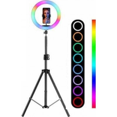 RGB Ring Light MJ33 RGB 33cm 3000-6000K με Τρίποδο Δαπέδου και Βάση για Κινητό