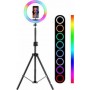 RGB Ring Light MJ33 RGB 33cm 3000-6000K με Τρίποδο Δαπέδου και Βάση για Κινητό