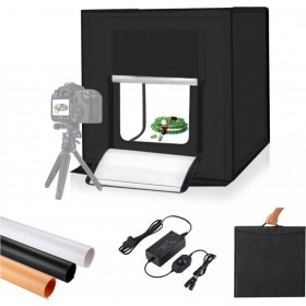 Photo Box Mini Studio Led Φωτιζόμενο με Πολλαπλά Backround 80x80x80cm
