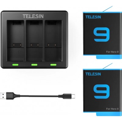 Telesin 3-slot Charger + 2 Batteries GP-BTR-903 for GoPro