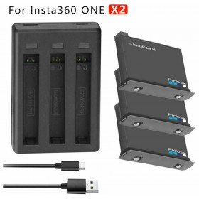 One X2 Camera Battery Charger for Insta360 &amp 3x1800mAh Battery Li-ion Akku