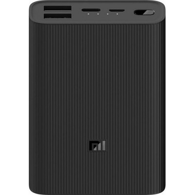 Xiaomi Mi Power Bank 3 Ultra Compact 10000mAh 22.5W με 2 Θύρες USB-A και Θύρα USB-C Μαύρο