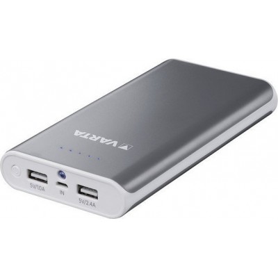 Varta Pack Power Bank 16000mAh με 2 Θύρες USB-A Ασημί