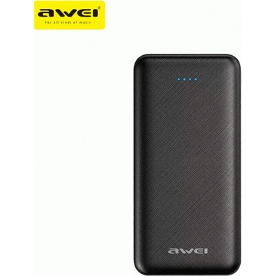 Awei P47K Power Bank 20000mAh με 2 Θύρες USB-A Μαύρο