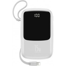 Baseus Qpow Lightning Digital Display Power Bank 10000mAh 15W με 2 Θύρες USB-A και Θύρα USB-C Λευκό Baseus Qpow Lightning Digital Display Power Bank 10000mAh 15W με 2 Θύρες USB-A και Θύρα USB-C Λευκό