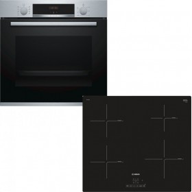 Bosch HBA534ES0 + PUE611BB1E Φούρνος άνω Πάγκου 71lt με Επαγωγικές Εστίες Π59.4εκ. Inox
