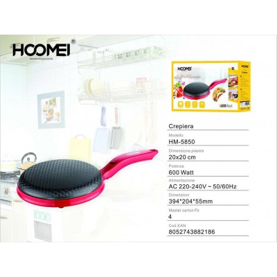 Hoomei HM-5850 Κρεπιέρα 20cm Κόκκινη 600W