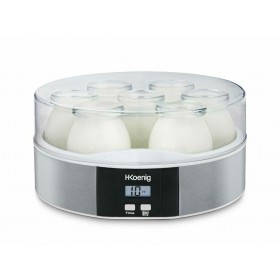 HKoenig ELY70 Γιαουρτομηχανή με Βαζάκια και Ψηφιακή Οθόνη 200ml Ασημί 15W