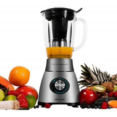 Cecotec Power Black Titanium 1800 Μπλέντερ για Smoothies με Γυάλινη Κανάτα 2.1lt 1800W Inox