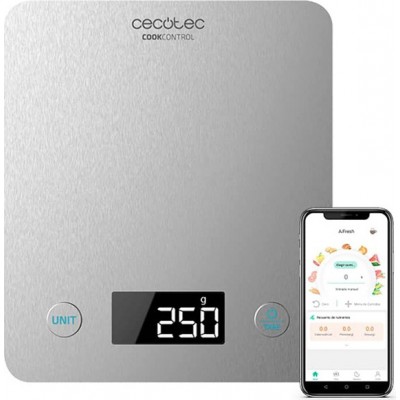 Cecotec Cook Control 10000 Connected Ψηφιακή Ζυγαριά Κουζίνας 1gr/5kg Ασημί