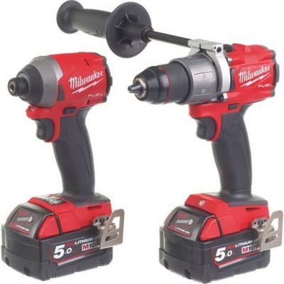 Milwaukee M18 FPP2A2-502X Σετ Κρουστικό Δραπανοκατσάβιδο &amp Παλμικό Κατσαβίδι 18V με 2 Μπαταρίες 5Ah και Θήκη