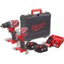 Milwaukee M18 CBLPP2A-402C Σετ Κρουστικό Δραπανοκατσάβιδο &amp Παλμικό Κατσαβίδι 18V με 2 Μπαταρίες 4Ah και Θήκη