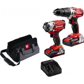 Einhell Σετ TE-CD 18/2 Li + TE-CI 18/1 Li Σετ Κρουστικό Δραπανοκατσάβιδο &amp Παλμικό Κατσαβίδι 18V με 2 Μπαταρίες 2Ah και Θήκη